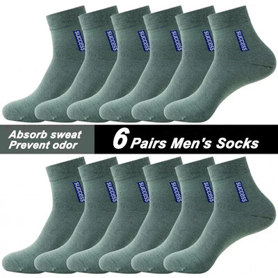 6 perechi de ciorapi sport din bumbac respirabil bărbați fibră de bambus toamnă și iarnă bărbați șosete cu absorbție a transpirației deodorant Business Sox