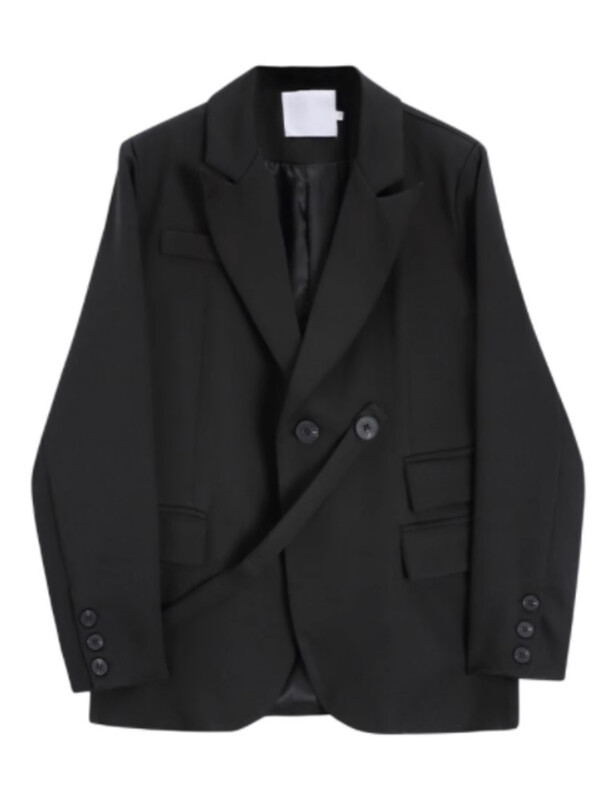 LANMREM Kancelársky dámsky sako pre ženy s dvojitým zapínaním a dlhým rukávom, kórejský rovný kabát, móda, jeseň 2023, nový 2YA3789