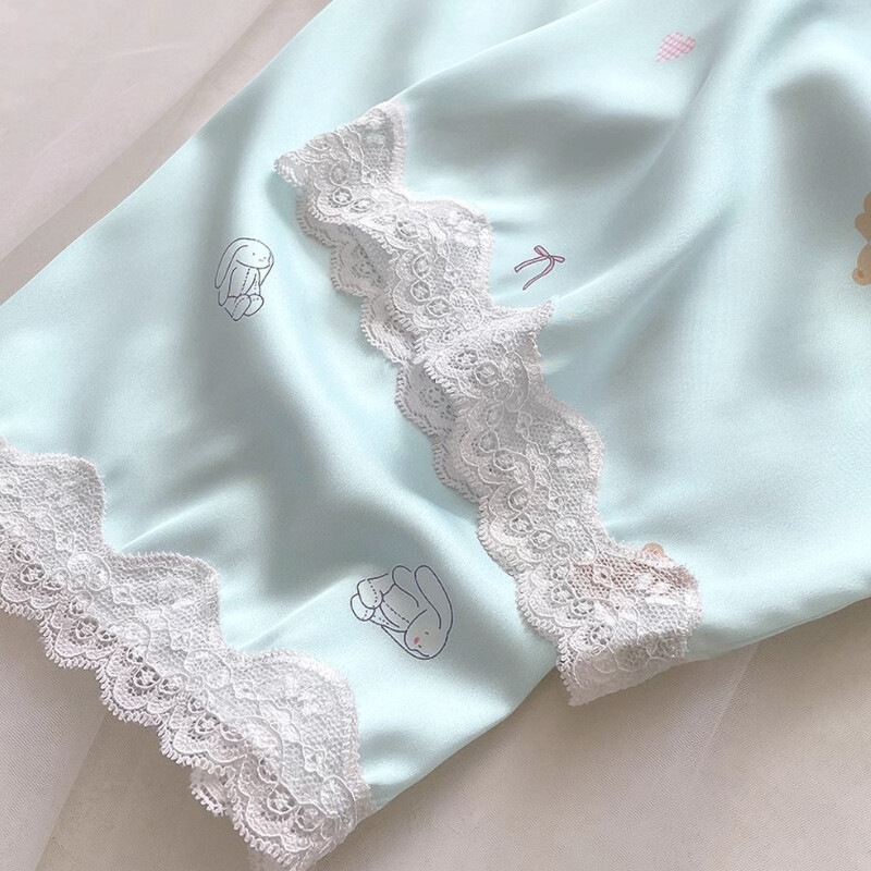 Korėjietiškas animacinis filmas Little Bear Sweet Moteriškas 2 vnt pižamos Kawaii mielas paprastas Y2k nėriniuotas miegui, 2024 m. naujas rudens trumpų rankovių ir kelnių rinkinys