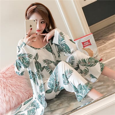 3 részes női japán kimonó pizsama pamut hálóruha Pijama puha otthoni ruházat virágmintás Sleep Lounge pizsama pizsama szett