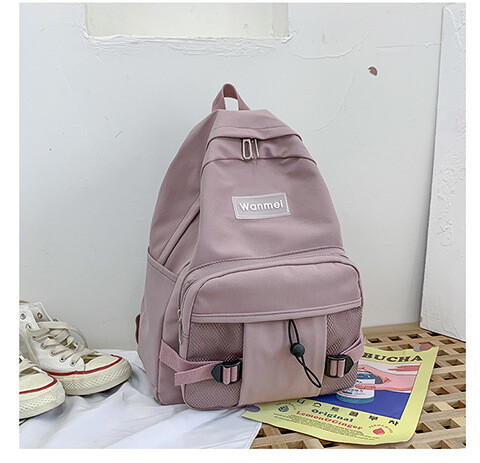 2024 m. pavasario nauja korėjietiško stiliaus nailono mokyklinė rankinė paprasta ir madinga vyriška ir moteriška kuprinė su tinkleline kišene