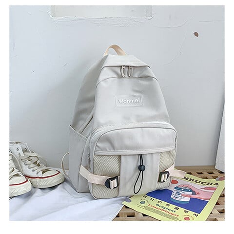 2024 m. pavasario nauja korėjietiško stiliaus nailono mokyklinė rankinė paprasta ir madinga vyriška ir moteriška kuprinė su tinkleline kišene