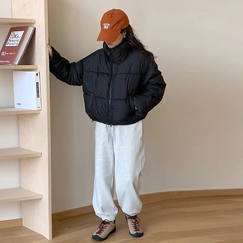 2024-es új női tömör bő pufferkabát, téli koreai elegáns, túlméretezett, vastagított meleg parkok női kabát, párnázott Ja