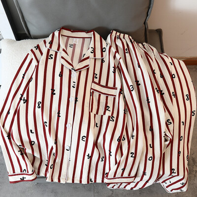 Naujas gėlių raštas mielas Kawaii pižamos namų apranga moterims pižamos rudens miegui poilsio drabužiai ilgomis rankovėmis kelnių 2 vnt pižamų rinkinys