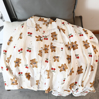 Naujas gėlių raštas mielas Kawaii pižamos namų apranga moterims pižamos rudens miegui poilsio drabužiai ilgomis rankovėmis kelnių 2 vnt pižamų rinkinys