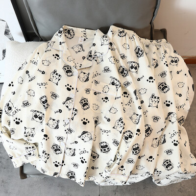 Naujas gėlių raštas mielas Kawaii pižamos namų apranga moterims pižamos rudens miegui poilsio drabužiai ilgomis rankovėmis kelnių 2 vnt pižamų rinkinys