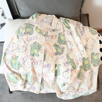 Naujas gėlių raštas mielas Kawaii pižamos namų apranga moterims pižamos rudens miegui poilsio drabužiai ilgomis rankovėmis kelnių 2 vnt pižamų rinkinys