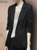 ZANZEA Γυναικείο Γυναικείο γιακά με πέτο που ξεπερνά τις γυναίκες Μόδα μονόχρωμο σακάκι Casual Loose μακρυμάνικα κοστούμια 2024 Φθινοπωρινά μασίφ λεπτά παλτό