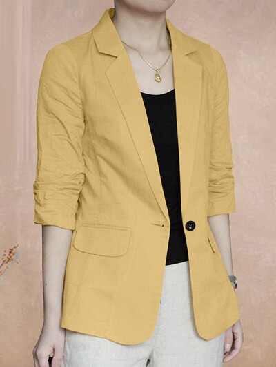 ZANZEA Γυναικείο Γυναικείο γιακά με πέτο που ξεπερνά τις γυναίκες Μόδα μονόχρωμο σακάκι Casual Loose μακρυμάνικα κοστούμια 2024 Φθινοπωρινά μασίφ λεπτά παλτό