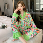 Friss virágmintás Elegáns polár női pizsama Romantikus művészet Őszi/téli otthoni ruházat 2024 Új Y2k Trend Chic divatos hálóruha