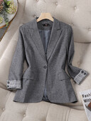 Női hosszú ujjú blézerkabát szürke fekete női női egygombos üzleti munkaruha kabát