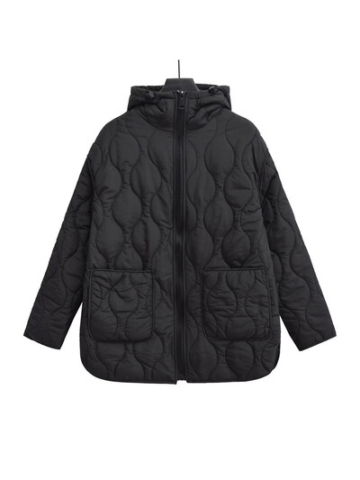 Dámska jednofarebná bavlnená bunda s dlhým rukávom TRAF, elegantná teplá bunda so zipsom, retro móda, ležérny kabát s vreckami a zahusteným kabátom