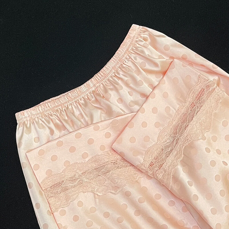 Dámske pyžamo Y2k Pink Sweet Dot Lace Jacquard, francúzske romantické, lenivé, nočné košeľové, 2024, nové letné, kórejské, Harajuku, domáce, 2-dielna súprava