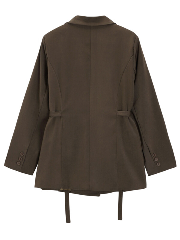 LANMREM öv összefűzött dizájn blézer női vintage hornyolt gallérral egygombos kabát divat 2024 tavaszi új ruházat 2AA4613