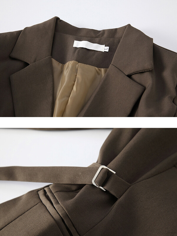 LANMREM öv összefűzött dizájn blézer női vintage hornyolt gallérral egygombos kabát divat 2024 tavaszi új ruházat 2AA4613