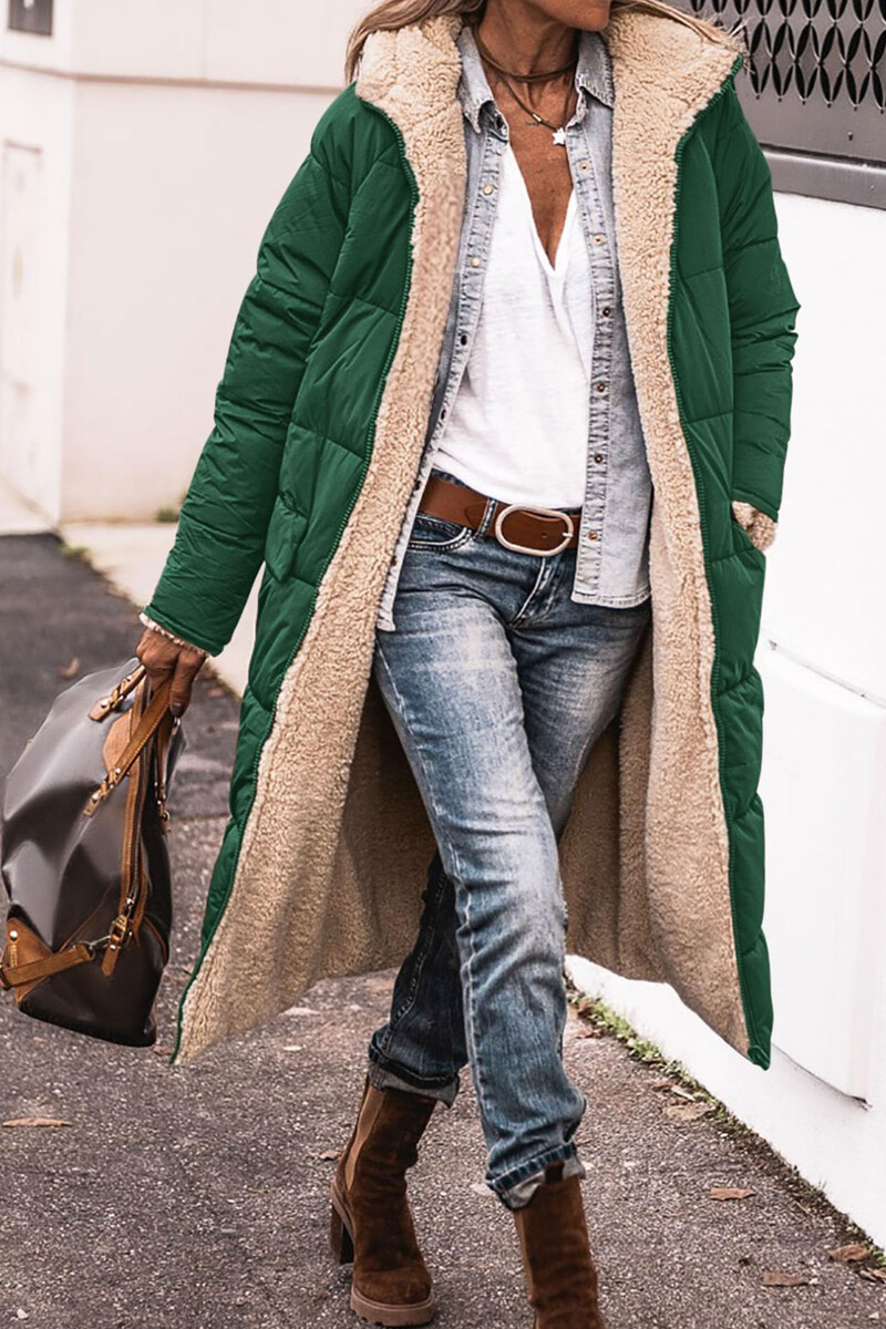 Divat alkalmi női téli meleg kabát dzseki női polár dzseki gyapjú hosszú kapucnis felsőruházat