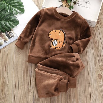 Комплекти пижами Bear Leader Coral Fleece Baby Boys Girls Winter Plus Velvet Thick Flannel Homewear Детско топло спално облекло костюм 2 бр.