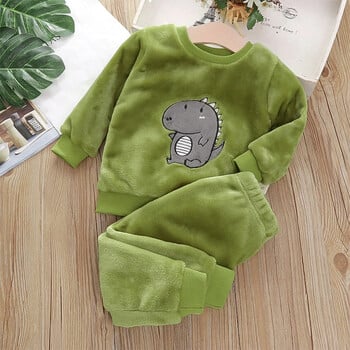 Комплекти пижами Bear Leader Coral Fleece Baby Boys Girls Winter Plus Velvet Thick Flannel Homewear Детско топло спално облекло костюм 2 бр.