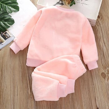 Комплекти пижами Bear Leader Coral Fleece Baby Boys Girls Winter Plus Velvet Thick Flannel Homewear Детско топло спално облекло костюм 2 бр.