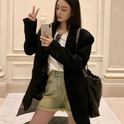 Lucyever Jarné jesenné saká Bundy Dámske kórejské štýlové vysoko kvalitné voľné sako Kabát Dámsky temperament Streetwear Vrchné oblečenie