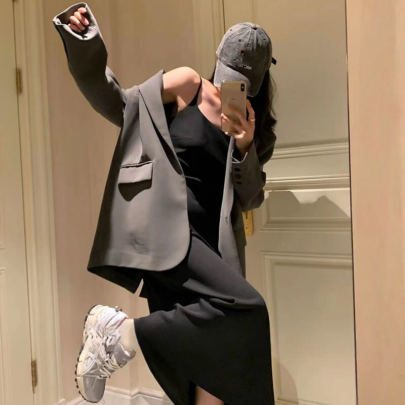 Lucyever Jarné jesenné saká Bundy Dámske kórejské štýlové vysoko kvalitné voľné sako Kabát Dámsky temperament Streetwear Vrchné oblečenie