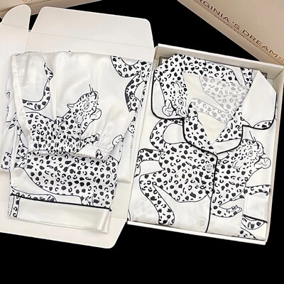 American Ins Style Milk Panther Print Moterų pižamos Retro tendencija Puikus gražus Y2k Namų poilsio 2024 m. Nauji vasaros animacinių filmų miegui