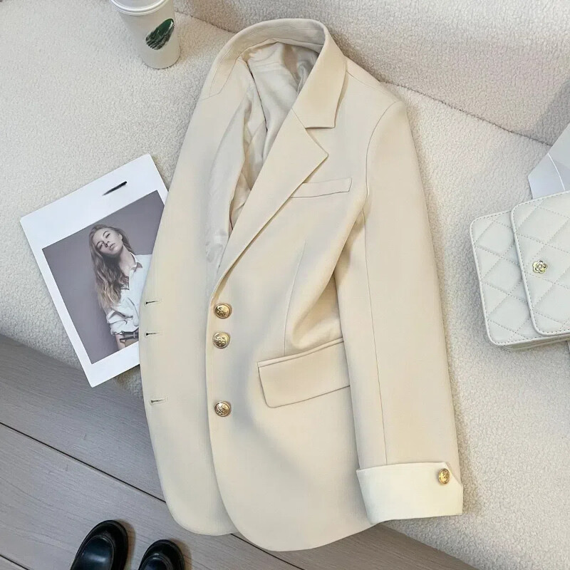 Dámske oblečenie Trendy jednofarebné gombíkové vrecká s dlhým rukávom, kardigan, ležérne formálne kabáty, jar a jeseň, topy s golierom