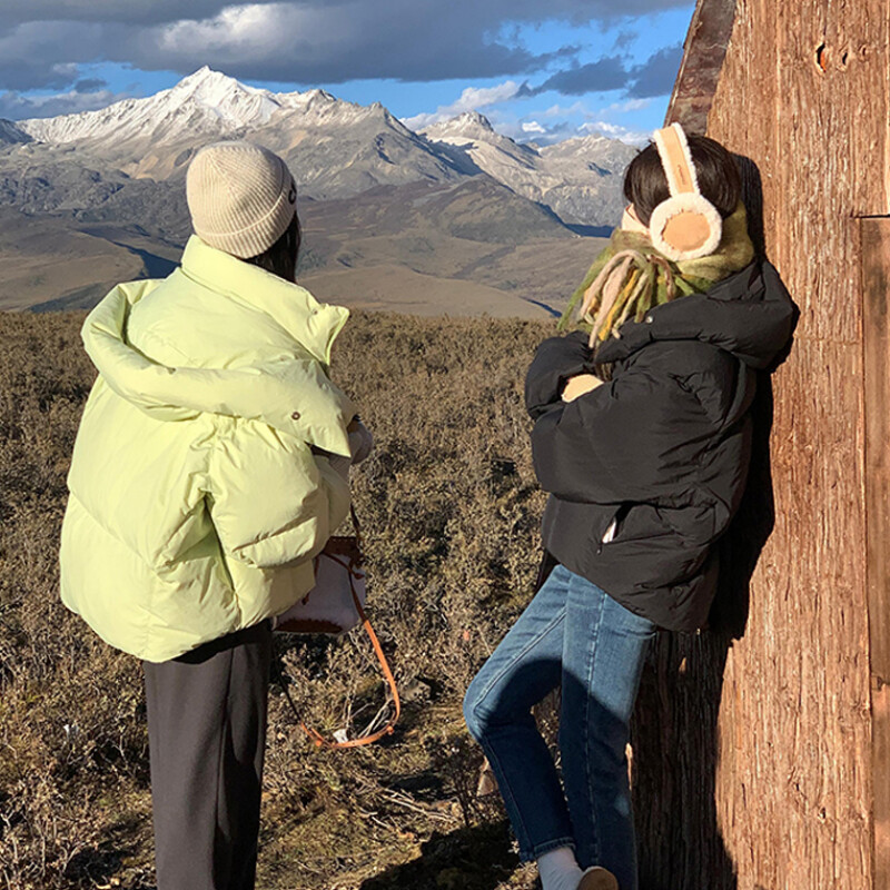 Žltá páperová bunda pre ženy, čierny kabát s kapucňou, módny americký streetwear, štýl Y2K, kačacie páperové pierko, dámske zimné krátke oblečenie