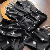 Prancūziška juoda elegantiška temperamento drugelio moteriška pižama Slouchy Art laisvalaikio namų pižama 2024 m. Naujas vasaros trumpų rankovių ir kelnių rinkinys