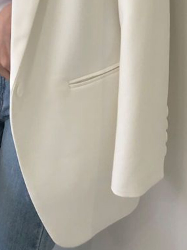 Dámske biele saká, univerzálne, kancelárske, ležérne, voľné, Ulzzang, kórejský štýl, elegantný temperament, móda s jedným gombíkom na jar