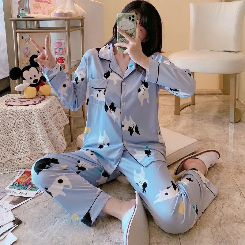 Primăvară și toamnă pijamale noi pentru doamnă Set de haine pentru fete, toamnă și iarnă.