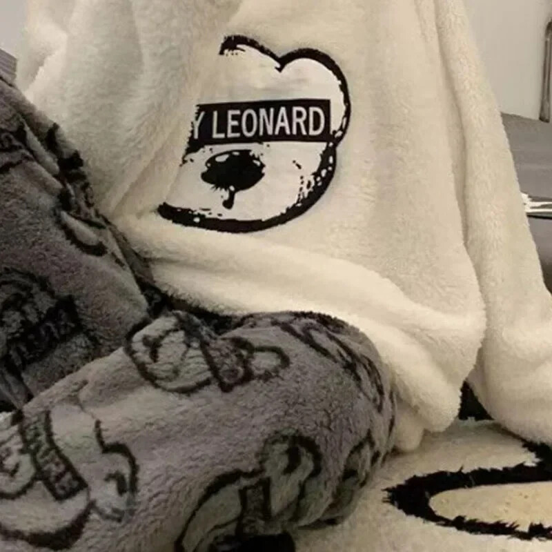 2 vnt./komplektas, storas šiltas flanelinis plius dydžio moteriškas pižamų viršus ir kelnės Miego drabužiai Namų rūbai Žiemos animacinių filmų meškos naktiniai drabužiai