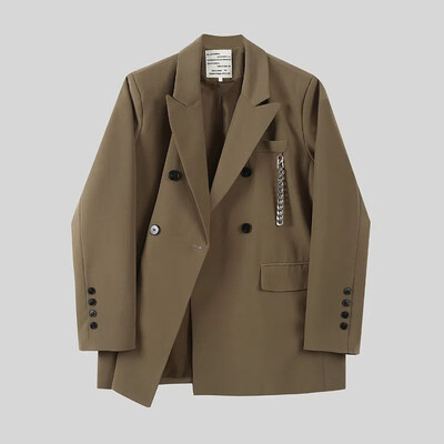 Vintage Streetwear Ženski blejzeri Kaput Harajuku Punk Gothic Chain Crne jakne Ženska korejska modna široka gornja odjeća za odijelo 2023.