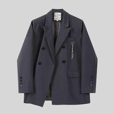 Vintage Streetwear Ženski blejzeri Kaput Harajuku Punk Gothic Chain Crne jakne Ženska korejska modna široka gornja odjeća za odijelo 2023.