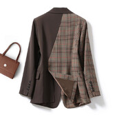 Sieviešu bleizeri, 2023. gada pavasara rudens, jauns rūtains rūtains uzvalks ar vienu pogu. Sieviešu ikdienišķs, tievs odere retro žakete sieviešu virsdrēbes