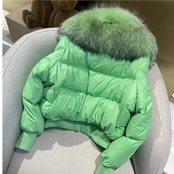 Winte Green Big Luxury γούνινο κολάρο Parka Duck Down Παλτό Παχύ Ζεστό Χιόνι Πάρκα Γυναικείο Χαλαρό Πουφερ Μπουφάν Εξωτερικά Γυναικεία