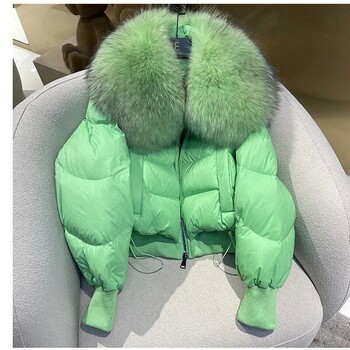 Winte Green Big Luxury γούνινο κολάρο Parka Duck Down Παλτό Παχύ Ζεστό Χιόνι Πάρκα Γυναικείο Χαλαρό Πουφερ Μπουφάν Εξωτερικά Γυναικεία