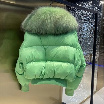 Winte Green Big Luxury γούνινο κολάρο Parka Duck Down Παλτό Παχύ Ζεστό Χιόνι Πάρκα Γυναικείο Χαλαρό Πουφερ Μπουφάν Εξωτερικά Γυναικεία