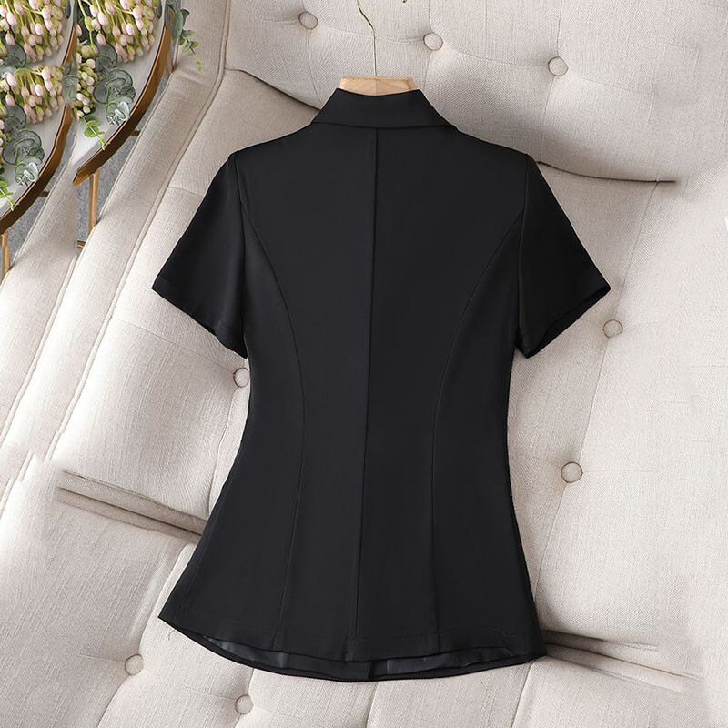 Jachetă Blazer pentru femei 2024, noua haină de vară cu temperament, costum pentru femei, costum coreean subțire cu mânecă scurtă, îmbrăcăminte exterioară pentru femei, topuri casual