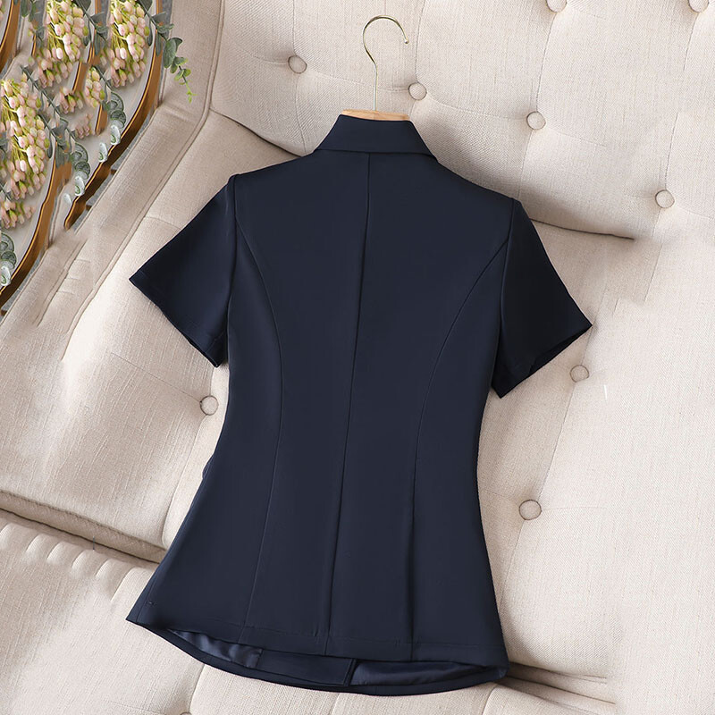 Jachetă Blazer pentru femei 2024, noua haină de vară cu temperament, costum pentru femei, costum coreean subțire cu mânecă scurtă, îmbrăcăminte exterioară pentru femei, topuri casual