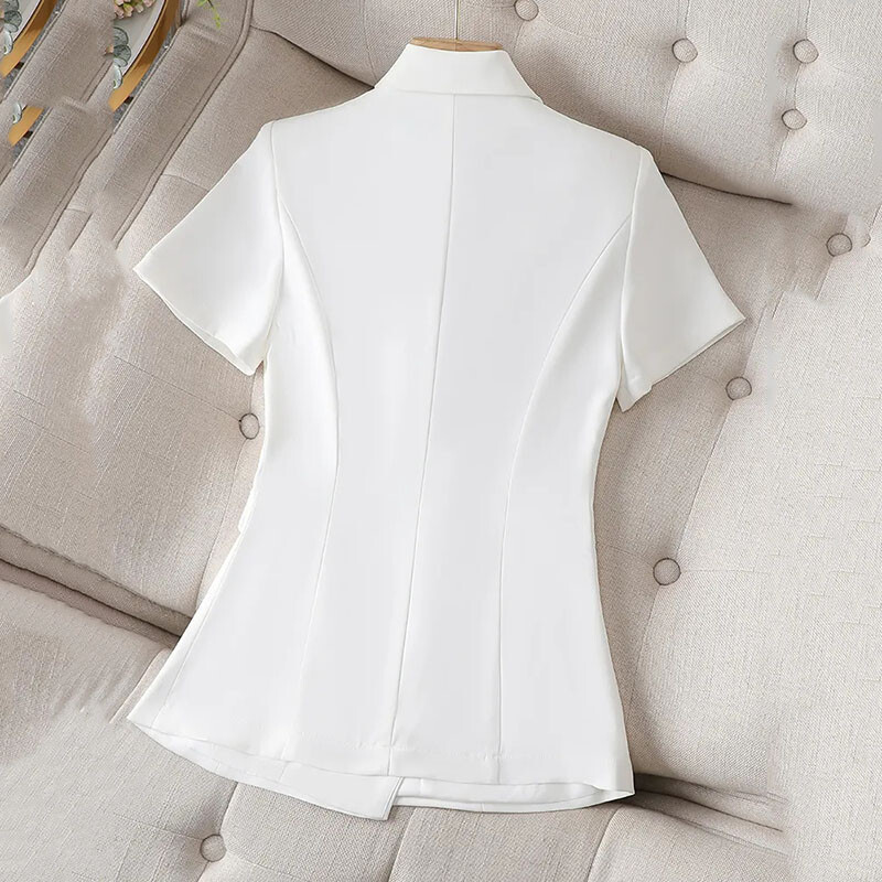 Jachetă Blazer pentru femei 2024, noua haină de vară cu temperament, costum pentru femei, costum coreean subțire cu mânecă scurtă, îmbrăcăminte exterioară pentru femei, topuri casual