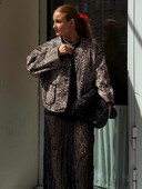 Bavlnená bunda s leopardím vzorom a vreckami, okrúhly výstrih, ležérna voľná krátka prešívaná bunda, kabát, pouličný trend, dámske kabáty, zahusťovací top
