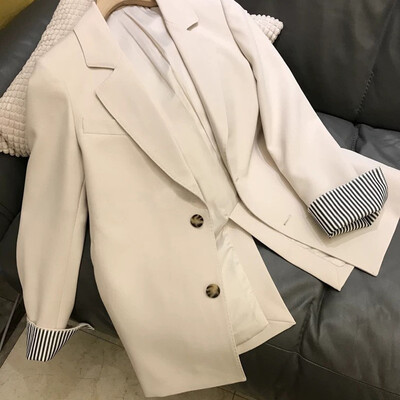 Dámske klasické saká 2024 Čierne voľné retro trendy britské topy kabát Slim pracovné študentské denné sako dámske streetwear obleky