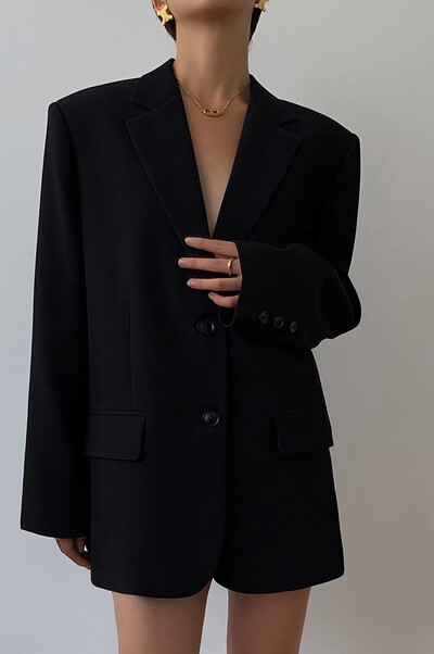Dámske klasické saká 2024 Čierne voľné retro trendy britské topy kabát Slim pracovné študentské denné sako dámske streetwear obleky