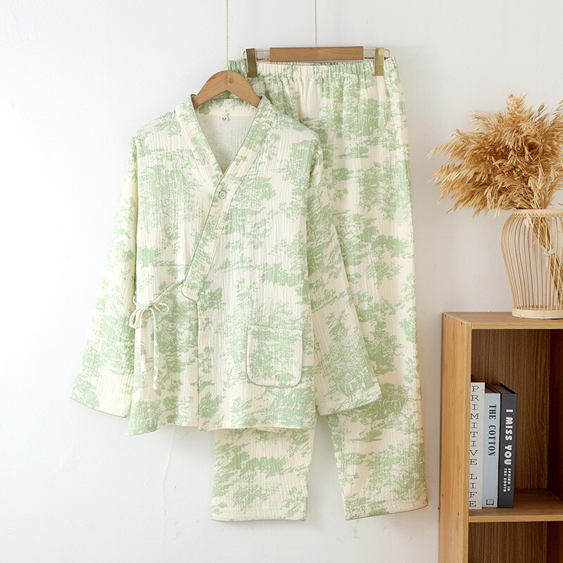 Zimné pyžamo pre ženy, bavlnené, národné, štyri ročné obdobia, gázové pyžamo s dlhým rukávom, nohavice, súpravy, japonské kimono, domáce služby