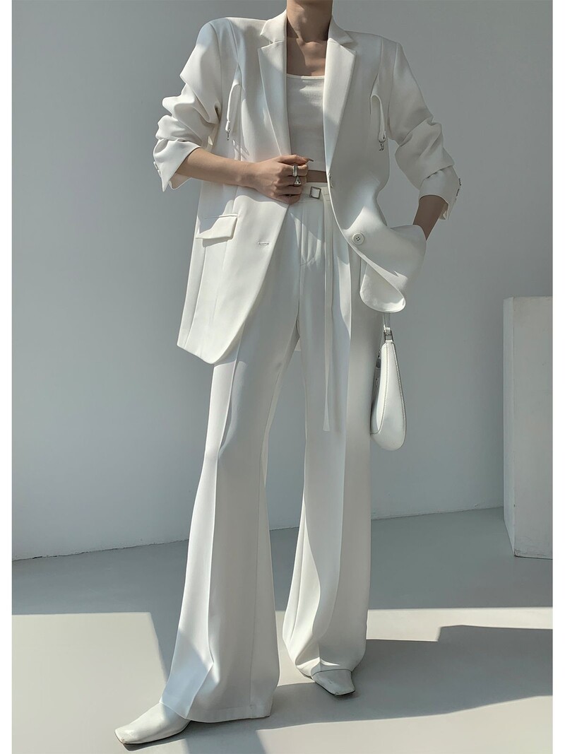 Toamnă Nouă ținută formală profesională de înaltă calitate, costum alb, haină pentru femei, cu lungime medie, la modă, largi, ocazional, blazere, îmbrăcăminte pentru femei