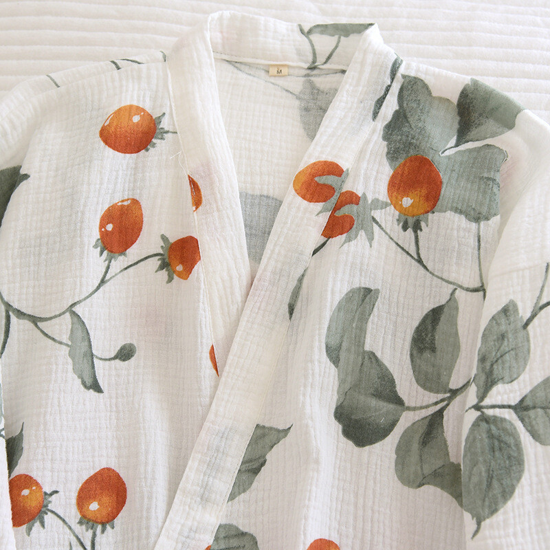 Jarné/letné japonské kimono pyžamo pre ženy, 100 % bavlnené krepové pyžamo, dvojdielne nohavice s trojštvrťovými rukávmi, spoločenské oblečenie 2021