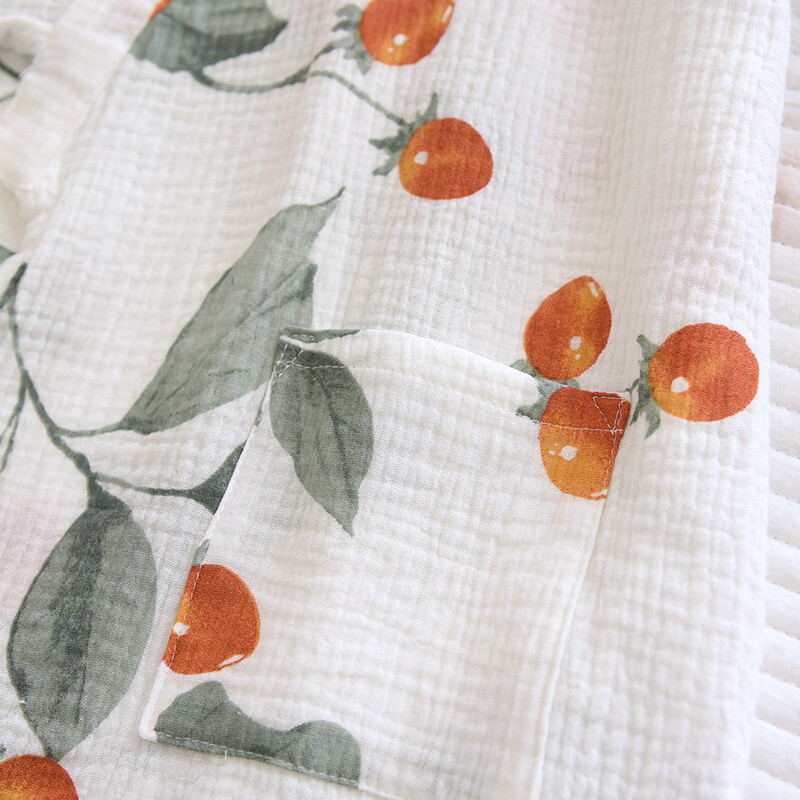 Jarné/letné japonské kimono pyžamo pre ženy, 100 % bavlnené krepové pyžamo, dvojdielne nohavice s trojštvrťovými rukávmi, spoločenské oblečenie 2021