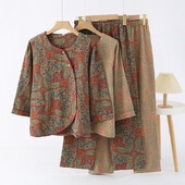 Pijamale pentru femei 2 piese ținute pijamale pijamale 100% bumbac haine acasă 2024 primăvară toamnă costum nou set de lenjerie de noapte