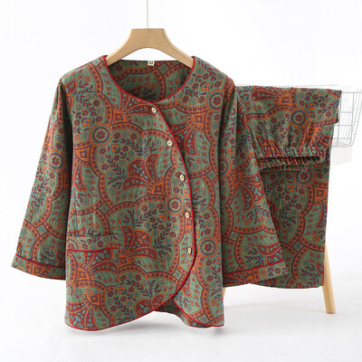 Pijamale pentru femei 2 piese ținute pijamale pijamale 100% bumbac haine acasă 2024 primăvară toamnă costum nou set de lenjerie de noapte